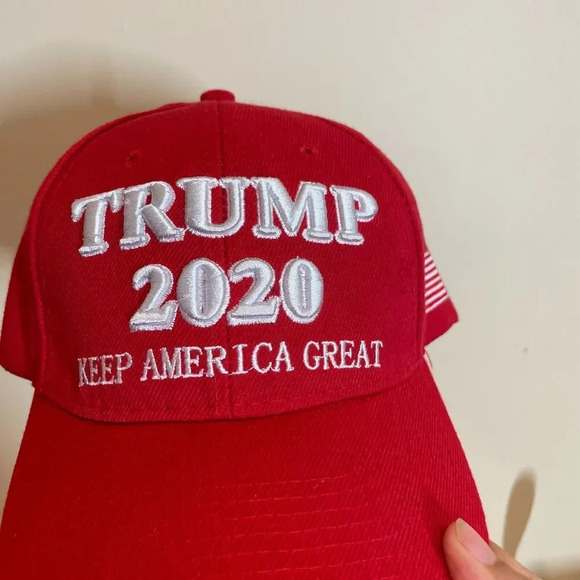 Trump 2020 MAGA Red Embroidered Hat Flag Size One Size Mens Republican Political - Picture 4 of 9